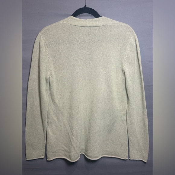 Eileen Fisher V-Neck‎ Knit Sweater – Pale Green & Tan | Women’s Medium - Picture 8 of 12